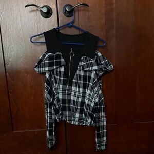 Black and White Plaid Women's Top